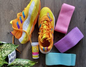Running shoes, bands and probiotics